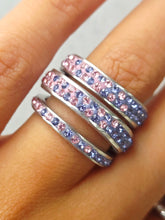 Load image into Gallery viewer, Pink &amp; Purple Ombre Crystal Triple Ring - Sterling Silver
