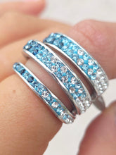 Load image into Gallery viewer, Blue Ombre Crystal Triple Ring - Sterling Silver