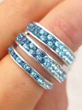 Load image into Gallery viewer, Blue Ombre Crystal Triple Ring - Sterling Silver