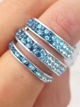 Load image into Gallery viewer, Blue Ombre Crystal Triple Ring - Sterling Silver