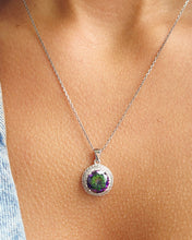 Load image into Gallery viewer, Mystic Topaz with Double Halo Necklace - Sterling Silver