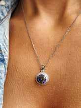 Load image into Gallery viewer, Mystic Topaz with Double Halo Necklace - Sterling Silver