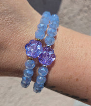 Load image into Gallery viewer, Flower Bead on Periwinkle Shimmer Beaded Bracelet - Elena Michele