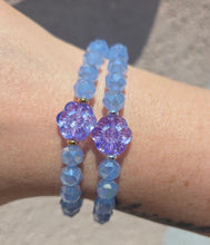 Load image into Gallery viewer, Flower Bead on Periwinkle Shimmer Beaded Bracelet - Elena Michele