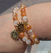 Load image into Gallery viewer, Sun Charm on Golden Hour Crackle Quartz Beaded Bracelet - Elena Michele