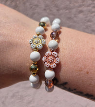 Load image into Gallery viewer, Flower Bead on White Jade Beaded Bracelet - Elena Michele