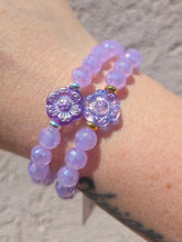 Load image into Gallery viewer, Flower Bead on Lavender Disco Beaded Bracelet - Elena Michele
