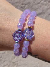 Load image into Gallery viewer, Flower Bead on Lavender Disco Beaded Bracelet - Elena Michele