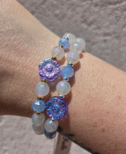 Load image into Gallery viewer, Flower Bead on Mystic AB White Agate Beaded Bracelet - Elena Michele