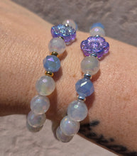 Load image into Gallery viewer, Flower Bead on Mystic AB White Agate Beaded Bracelet - Elena Michele