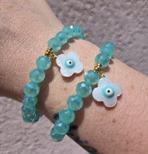 Load image into Gallery viewer, Evil Eye on Shimmer Surf Disco Beaded Bracelet - Elena Michele