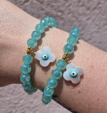 Load image into Gallery viewer, Evil Eye on Shimmer Surf Disco Beaded Bracelet - Elena Michele