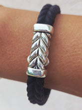 Load image into Gallery viewer, Chevron Sterling Silver Rubber Bracelet