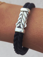 Load image into Gallery viewer, Chevron Sterling Silver Rubber Bracelet