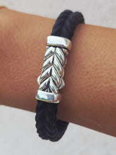 Load image into Gallery viewer, Chevron Sterling Silver Rubber Bracelet