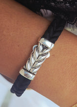 Load image into Gallery viewer, Chevron Sterling Silver Rubber Bracelet