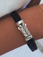 Load image into Gallery viewer, Chevron Sterling Silver Rubber Bracelet