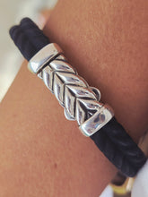 Load image into Gallery viewer, Chevron Sterling Silver Rubber Bracelet