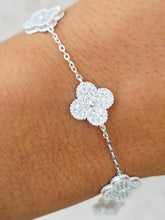 Load image into Gallery viewer, Pave CZ Clover Station Bracelet - Sterling Silver