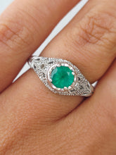 Load image into Gallery viewer, Emerald Art Deco Estate Ring - 14K White Gold - Estate