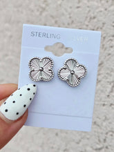 Load image into Gallery viewer, Diamond Cut Clover Stud Earrings  - Sterling Silver