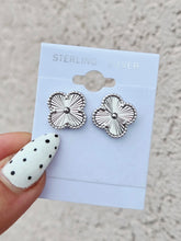 Load image into Gallery viewer, Diamond Cut Clover Stud Earrings  - Sterling Silver