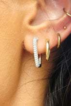 Load image into Gallery viewer, V Shaped Pave Hoops - Sterling Silver