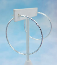 Load image into Gallery viewer, 2" Diamond Cut Sparkly Hoops - Sterling Silver