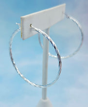 Load image into Gallery viewer, 1.75" Diamond Cut Sparkly Hoops - Sterling Silver