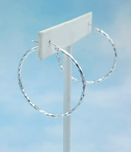 Load image into Gallery viewer, 1.5" Diamond Cut Sparkly Hoops - Sterling Silver