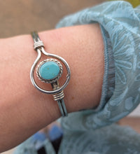 Load image into Gallery viewer, Vintage Turquoise Cuff Bracelet - Sterling Silver