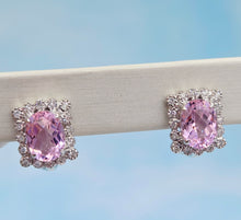 Load image into Gallery viewer, Pink Corundum &amp; Diamond Earrings - 14K White Gold