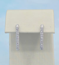 Load image into Gallery viewer, V Shaped Pave Hoops - Sterling Silver
