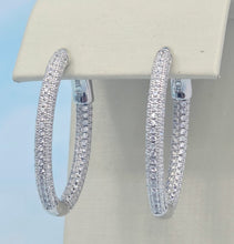 Load image into Gallery viewer, Safety Lock Oval Hoops with CZ - Sterling Silver