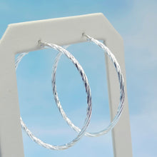 Load image into Gallery viewer, 1.75" Diamond Cut Sparkly Hoops - Sterling Silver
