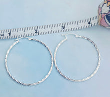 Load image into Gallery viewer, 1.75" Diamond Cut Sparkly Hoops - Sterling Silver