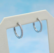 Load image into Gallery viewer, 3/4" Clear CZ Huggie Hoops - Sterling Silver