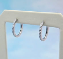 Load image into Gallery viewer, 3/4" Clear CZ Huggie Hoops - Sterling Silver