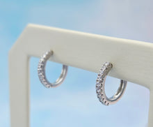 Load image into Gallery viewer, 1/2" CZ Huggie Hoops - Sterling Silver