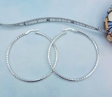 Load image into Gallery viewer, 2" Diamond Cut Sparkly Hoops - Sterling Silver