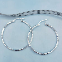 Load image into Gallery viewer, 1.5" Diamond Cut Sparkly Hoops - Sterling Silver