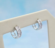 Load image into Gallery viewer, 1/2" Clear CZ Huggie Hoops - Sterling Silver