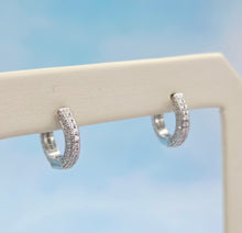 Load image into Gallery viewer, 1/2" All Pave CZ Huggie Hoops - Sterling Silver