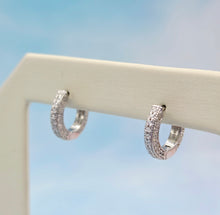 Load image into Gallery viewer, 1/2" All Pave CZ Huggie Hoops - Sterling Silver