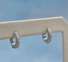 Load image into Gallery viewer, 1/2" All Pave CZ Huggie Hoops - Sterling Silver