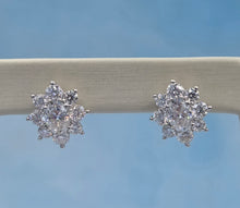 Load image into Gallery viewer, Moissanite Flower Shaped Diamond Stud Earrings - Sterling Silver