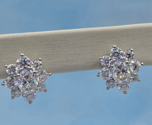 Load image into Gallery viewer, Moissanite Flower Shaped Diamond Stud Earrings - Sterling Silver