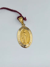 Load image into Gallery viewer, Oval Mother Mary Pendant Charm - 14K Yellow Gold