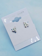 Load image into Gallery viewer, Pizza Stud Earrings with Green CZ - Sterling Silver