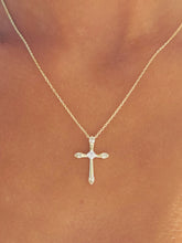 Load image into Gallery viewer, Cross with Clear CZ Accents Necklace - Gold Plated